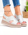 Sandale dama piele naturala gri cu talpa tip platforma si inchidere scai JY5225 3