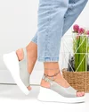 Sandale dama piele naturala gri inchis cu talpa tip platforma si inchidere catarama T6018 4