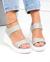Sandale dama piele naturala gri inchis cu talpa tip platforma si inchidere scai T6024 3