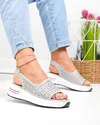 Sandale dama piele naturala gri perforate cu talpa groasa T6034 3