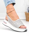 Sandale dama piele naturala gri perforate cu talpa groasa T6034 4