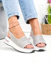 Sandale dama piele naturala gri perforate cu talpa groasa T6034 1