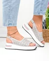 Sandale dama piele naturala gri perforate cu talpa groasa T6034 5