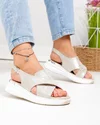 Sandale dama piele naturala intoarsa aurii cu model floral si inchidere catarama T-8006-2 1
