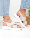 Sandale dama piele naturala intoarsa aurii cu model floral si inchidere catarama T-8006-2 5