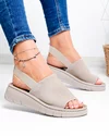 Sandale dama piele naturala intoarsa bej cu talpa flexibila F001-967 3