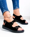 Sandale dama piele naturala intoarsa negre cu inchidere catarama F002-547 3