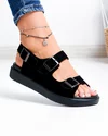 Sandale dama piele naturala intoarsa negre cu inchidere catarama F002-547 5