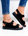 Sandale dama piele naturala intoarsa negre cu inchidere catarama F002-547 4