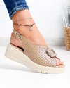 Sandale dama piele naturala kaki cu model perforat T-8021-2 4