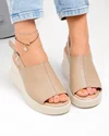 Sandale dama piele naturala kaki cu talpa tip platforma si inchidere catarama T-8038 3
