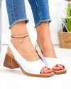 Sandale dama piele naturala lacuita albe cu toc gros JY1923 2