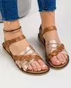 Sandale dama piele naturala maro cu aramiu si inchidere catarama MS014 1