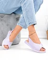 Sandale dama piele naturala mov perforate si talpa joasa flexibila T6028 2