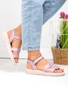 Sandale dama piele naturala mov sidef cu talpa joasa PV903 5