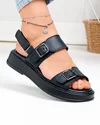 Sandale dama piele naturala negre cu barete late si catarame decorative T-8060-2 2