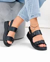 Sandale dama piele naturala negre cu barete late si catarame decorative T-8060-2 4