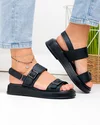 Sandale dama piele naturala negre cu barete late si catarame decorative T-8060-2 5