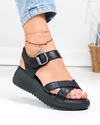Sandale dama piele naturala negre cu barete perforate si talpa groasa F001-804 5