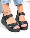 Sandale dama piele naturala negre cu barete perforate si talpa groasa F001-804 3