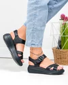 Sandale dama piele naturala negre cu barete perforate si talpa groasa F001-804 4