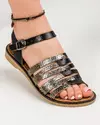 Sandale dama piele naturala negre cu bronz si inchidere catarama MS015 1
