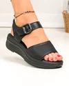 Sandale dama piele naturala negre cu catarama decorativa si inchidere scai F001-797 2
