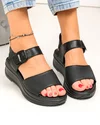 Sandale dama piele naturala negre cu catarama decorativa si inchidere scai F001-797 3