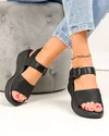 Sandale dama piele naturala negre cu catarama decorativa si inchidere scai F001-797 4