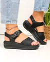 Sandale dama piele naturala negre cu catarama decorativa si inchidere scai F001-797 5