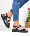 Sandale dama piele naturala negre cu dublu scai JY5800 3