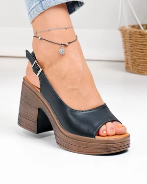 Sandale dama piele naturala negre cu inchidere catarama JY3693