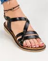 Sandale dama piele naturala negre cu inchidere catarama MS010 2