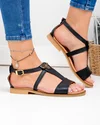 Sandale dama piele naturala negre cu inchidere catarama si accesoriu metalic PV991 5