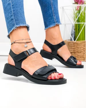 Sandale dama piele naturala negre cu inchidere scai F005-019