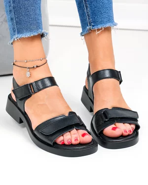 Sandale dama piele naturala negre cu inchidere scai F005-019