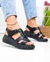 Sandale dama piele naturala negre cu inchidere scai si catarama decorativa F001-805 2
