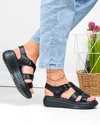 Sandale dama piele naturala negre cu inchidere scai si catarama decorativa F001-805 5