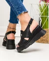 Sandale dama piele naturala negre cu inchidere scai si platforma AKD   3000 5