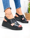 Sandale dama piele naturala negre cu model decupat JY5225 3
