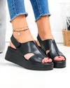 Sandale dama piele naturala negre cu model decupat JY5225 1