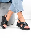 Sandale dama piele naturala negre cu model incrucisat si inchidere catarama T6023 4