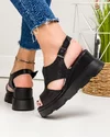 Sandale dama piele naturala negre cu platforma si inchidere catarama AKD   1000 3