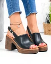Sandale dama piele naturala negre cu platforma si toc gros JY3690 3