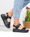 Sandale dama piele naturala negre cu talpa groasa si inchidere scai F001-806 4
