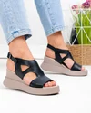 Sandale dama piele naturala negre cu talpa tip platforma PV985 3