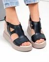 Sandale dama piele naturala negre cu talpa tip platforma PV985 1
