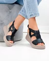 Sandale dama piele naturala negre cu talpa tip platforma PV985 5