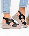 Sandale dama piele naturala negre cu talpa tip platforma PV985 2