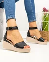 Sandale dama piele naturala negre cu talpa tip platforma si inchidere catarama PV959 3